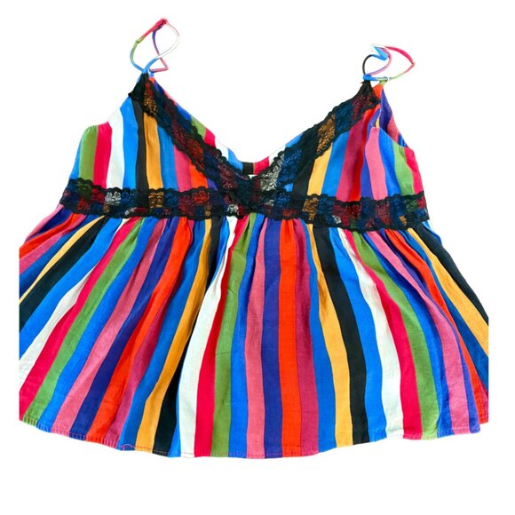 🎉 HOST PICK 🎉 Zara Rainbow Striped Lace Trim Camisole size MEDIUM - Picture 10 of 13